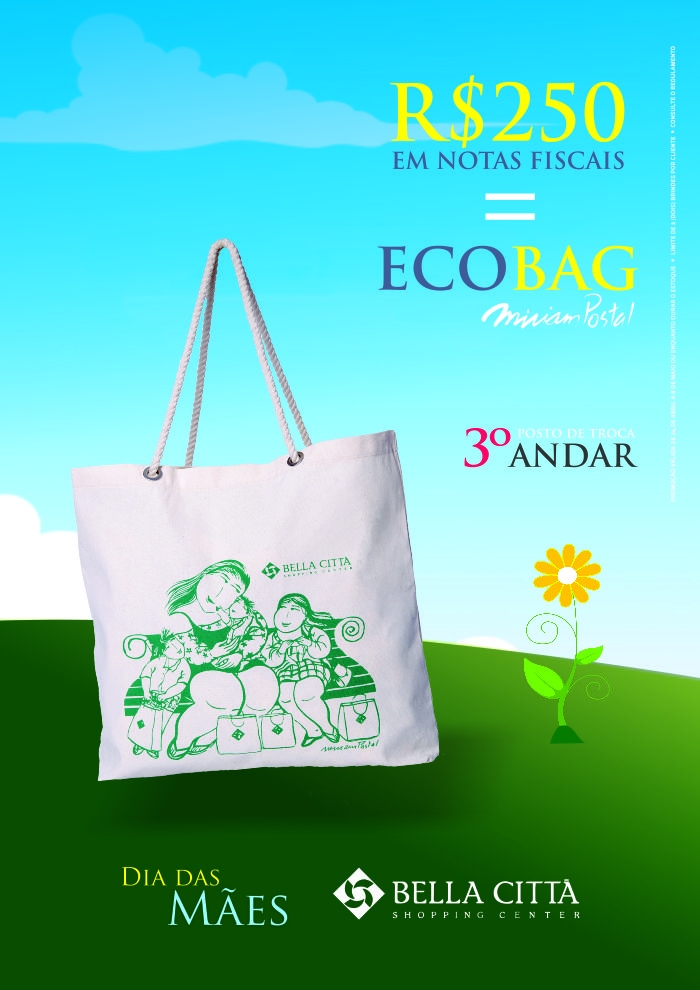 Troque suas notas fiscais por sacolas ecológicas com desenho de Miriam Postal 