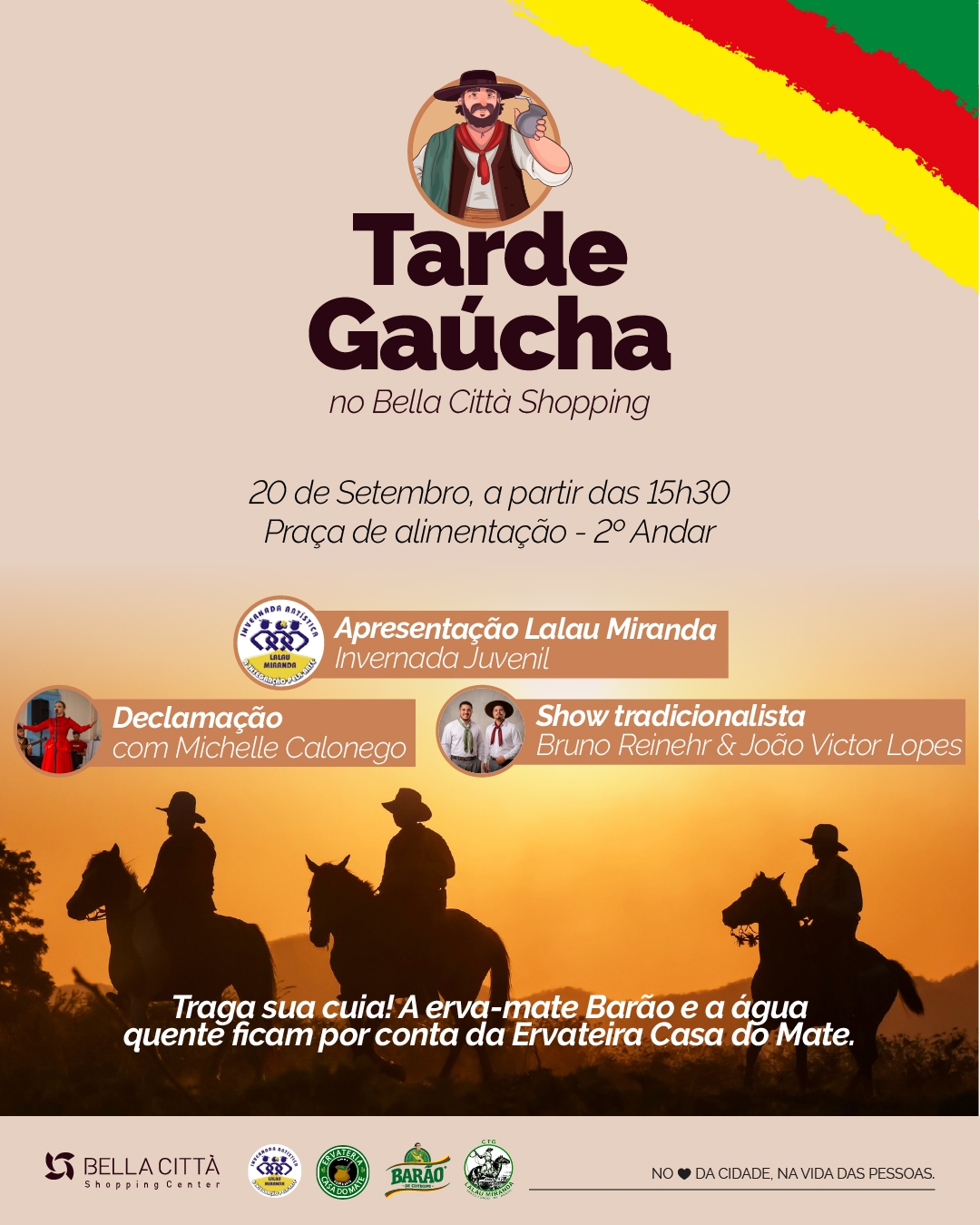 Bella Città Shopping promove Tarde Gaúcha com música, dança e declamação