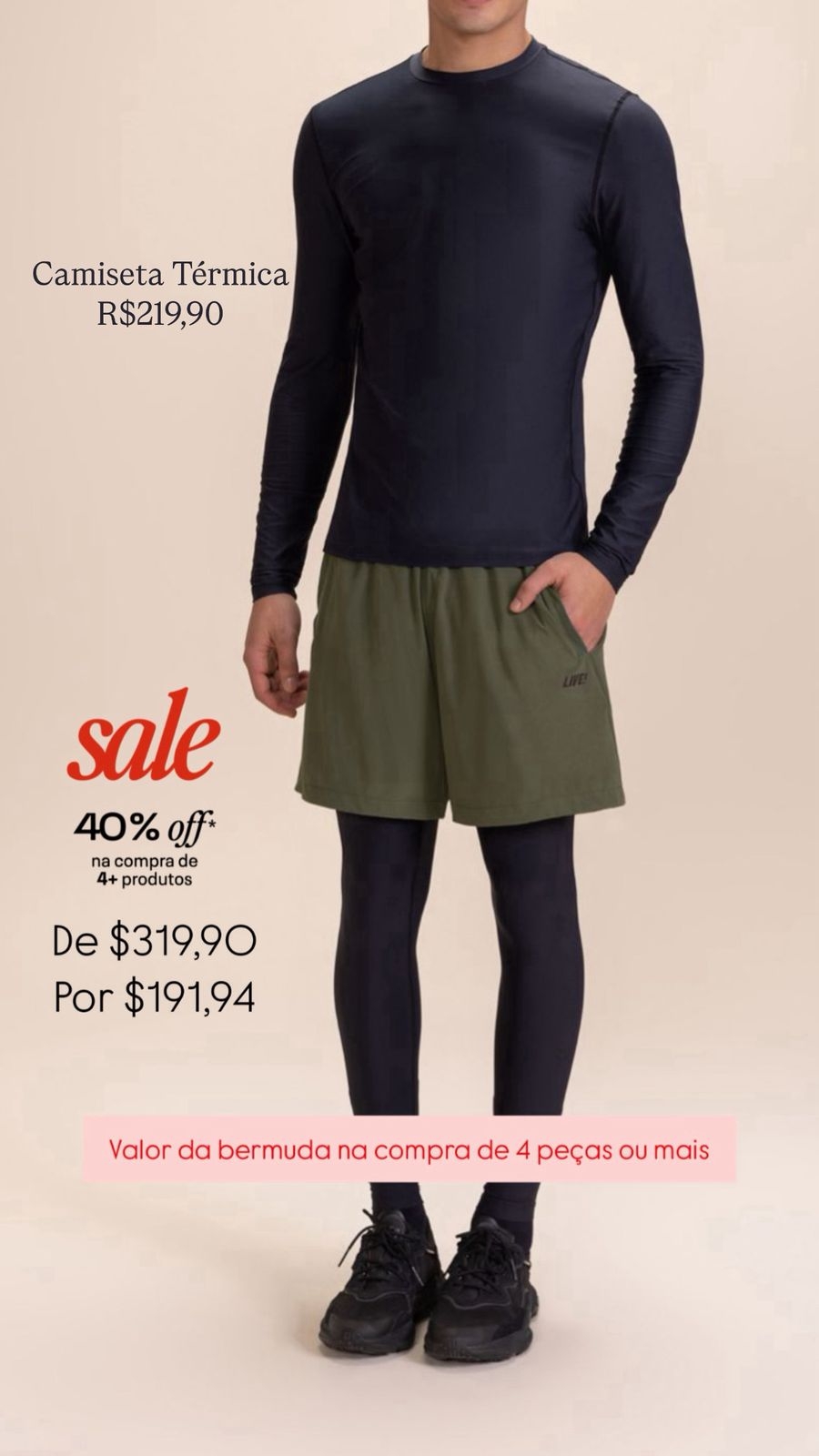 Valor da bermuda na compra de 4 peças ou mais 