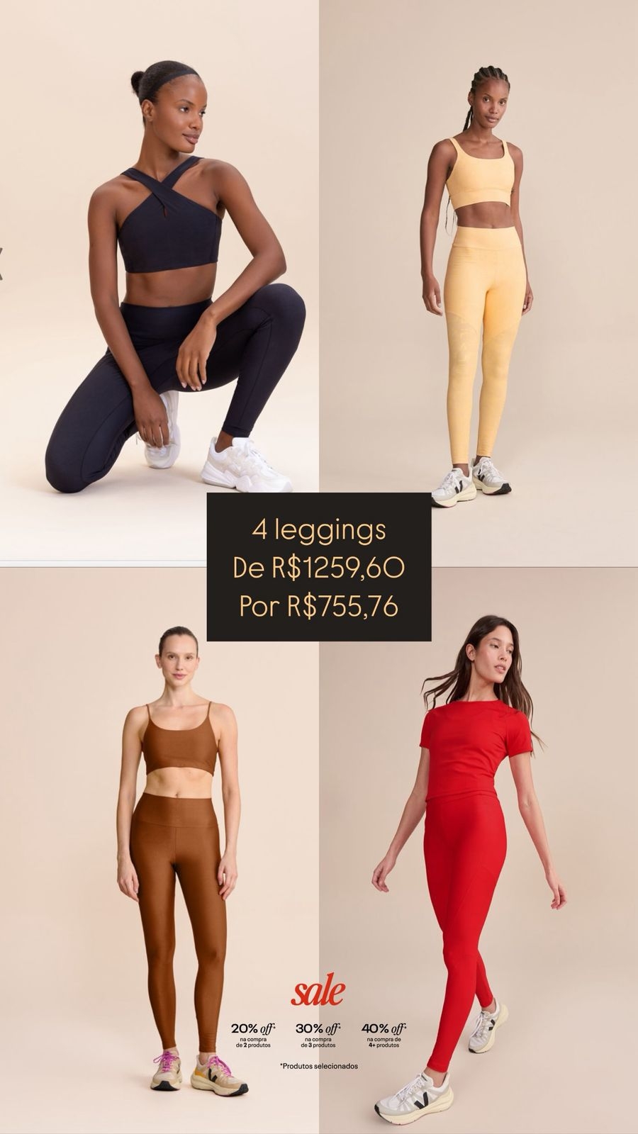 Valor na compra das 4 leggings 
