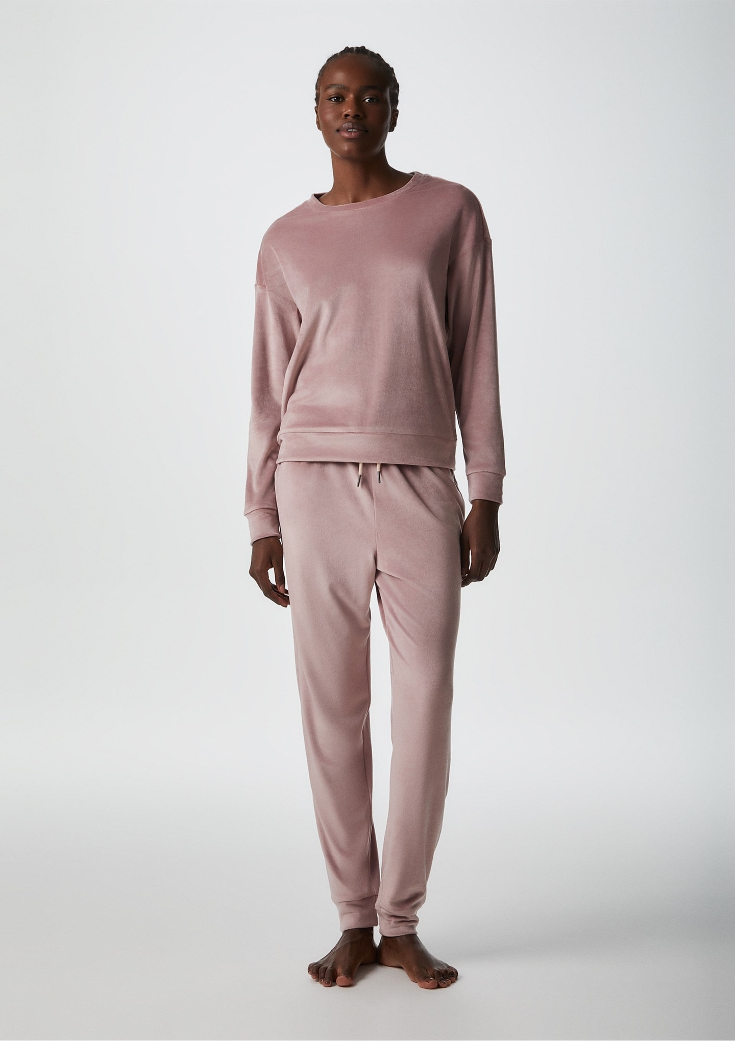 pijama longo feminino em plush - rosa